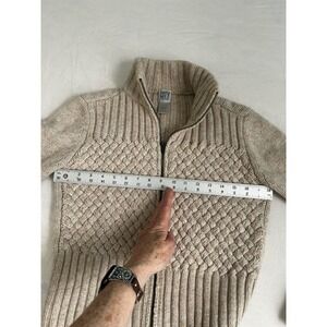 City DKNY Wool Cashmere Alpaca Blend Full Zip Cardigan Sweater Beige Large